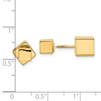 14K 5mm 7mm Cube Front & Back Post Screwback Earrings view 3
