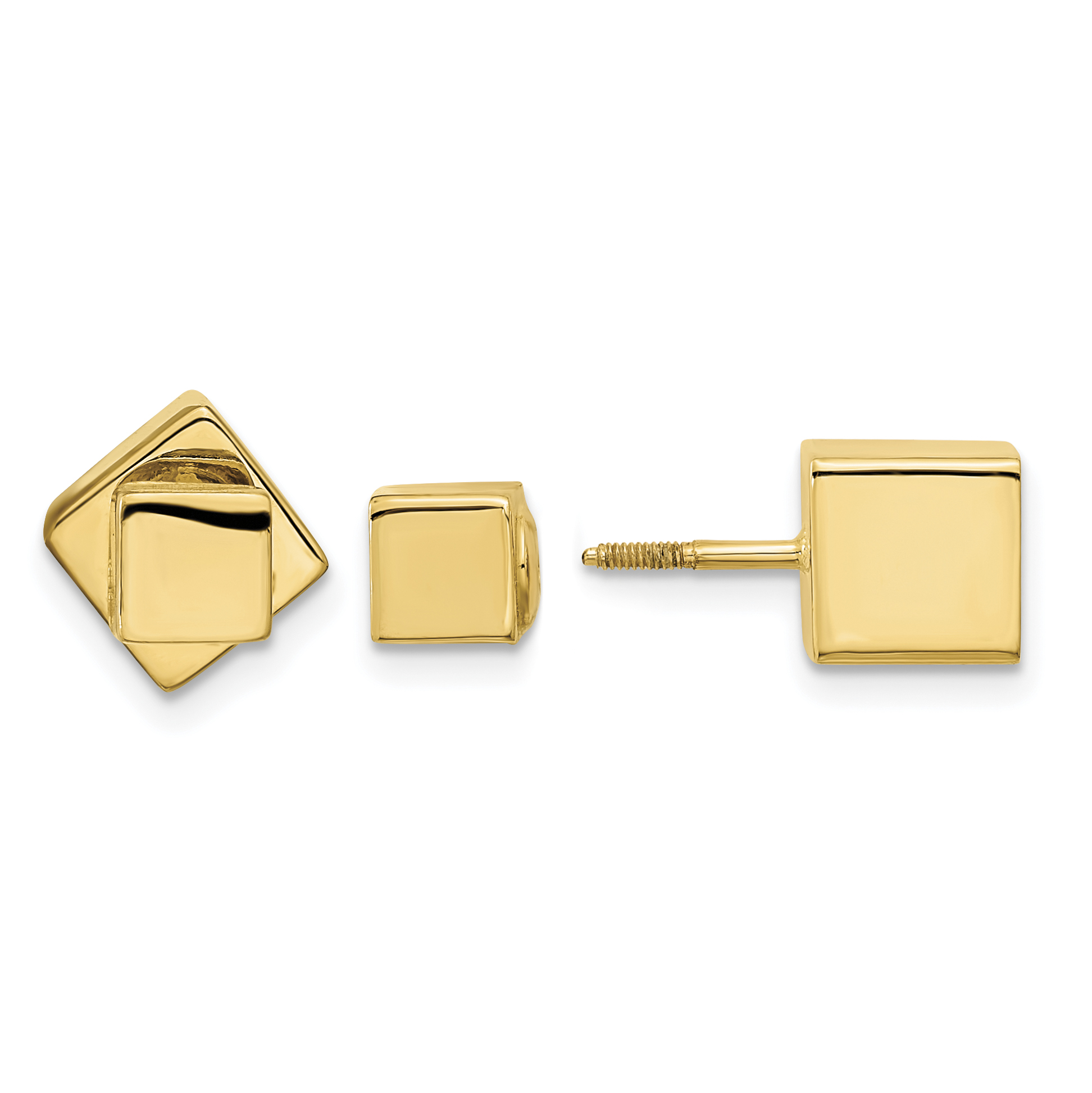 14k 5mm/7mm Cube Front & Back Post Screwback Earrings (TL1100)