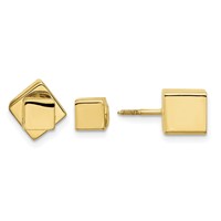 14K 5mm 7mm Cube Front & Back Post Screwback Earrings view 1