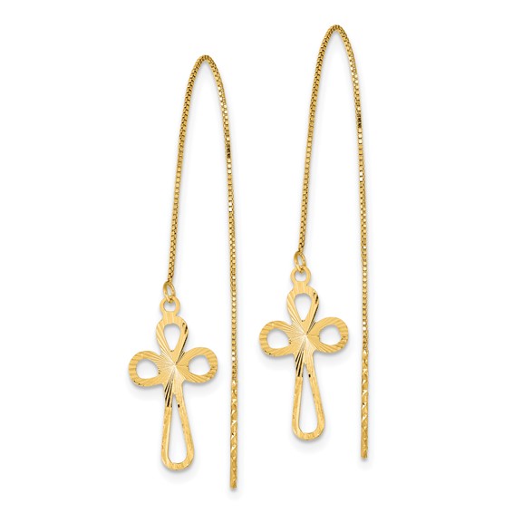 Gold Cross Threader Earrings