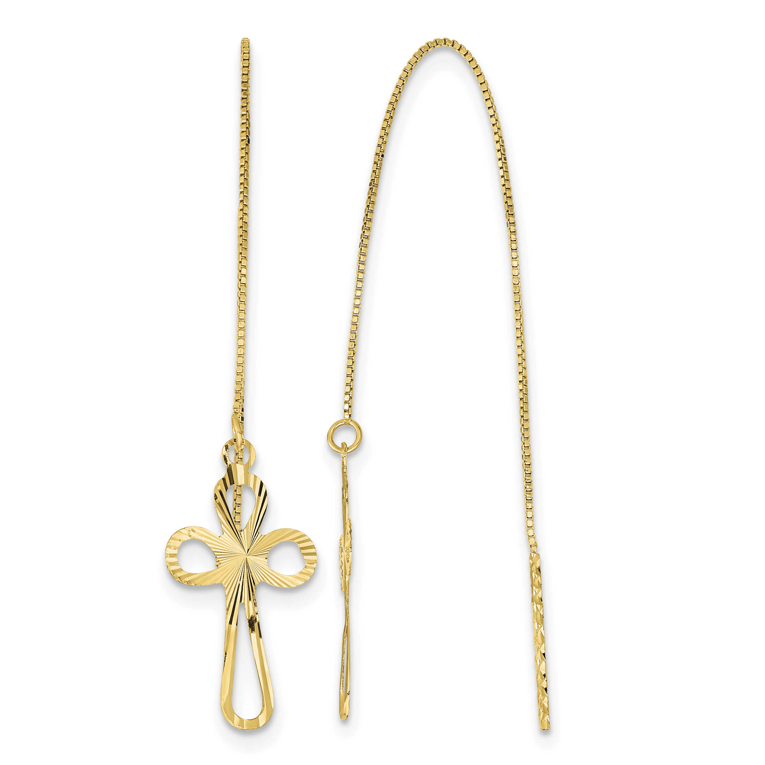 14k Polished D/C Box Chain w/Cross Threader Earrings (TL1104)