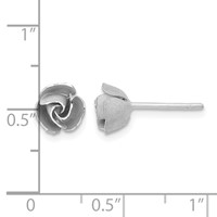 14K and White Rhodium Satin Finish D C Rose Post Earrings with Yellow Gold Earring Backs view 4
