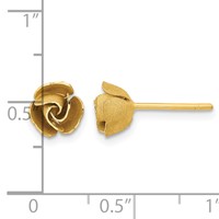 14K Yellow Gold Satin Finish Diamond-cut Rose Post Earrings view 3