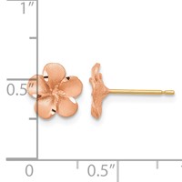 14K Rose Rhodium Earrings with Yellow Gold Post Satin Diamond-cut Plumeria view 4