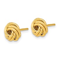 14K 9mm Yellow Gold Polished Love Knot Post Earrings view 2