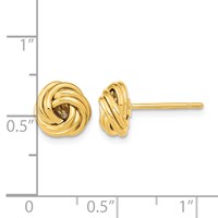 14K 9mm Yellow Gold Polished Love Knot Post Earrings view 3