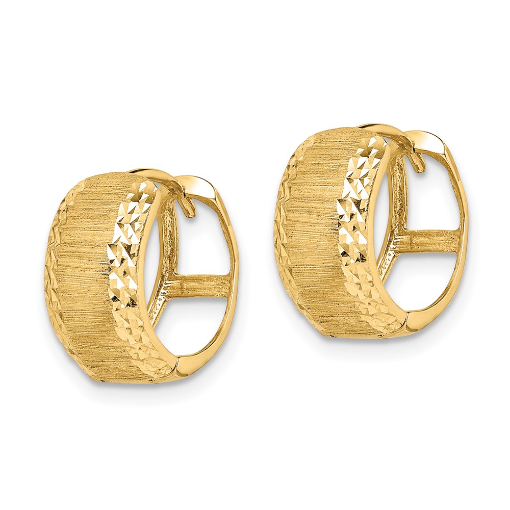 14K D/C and Textured Hoop Earrings (TL1138)