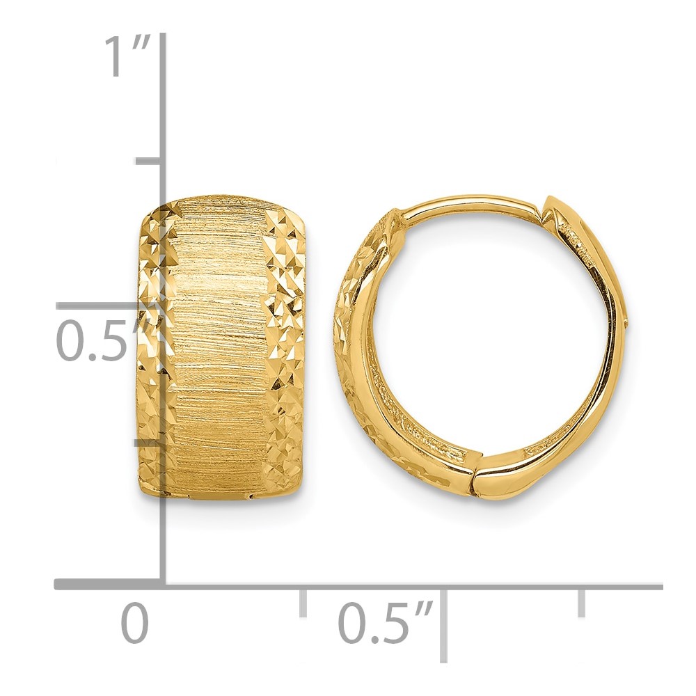 14K D/C and Textured Hoop Earrings (TL1138)