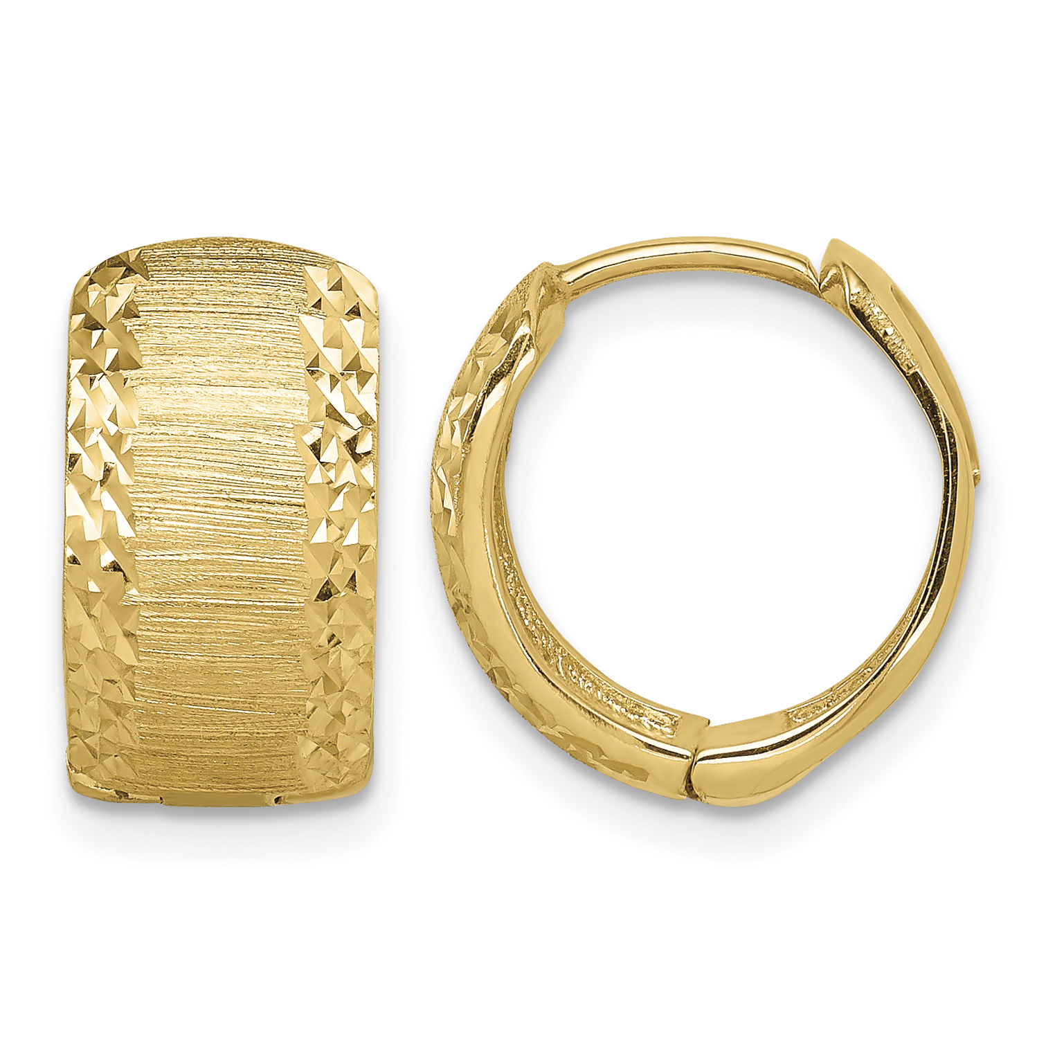 14K D/C and Textured Hoop Earrings (TL1138)