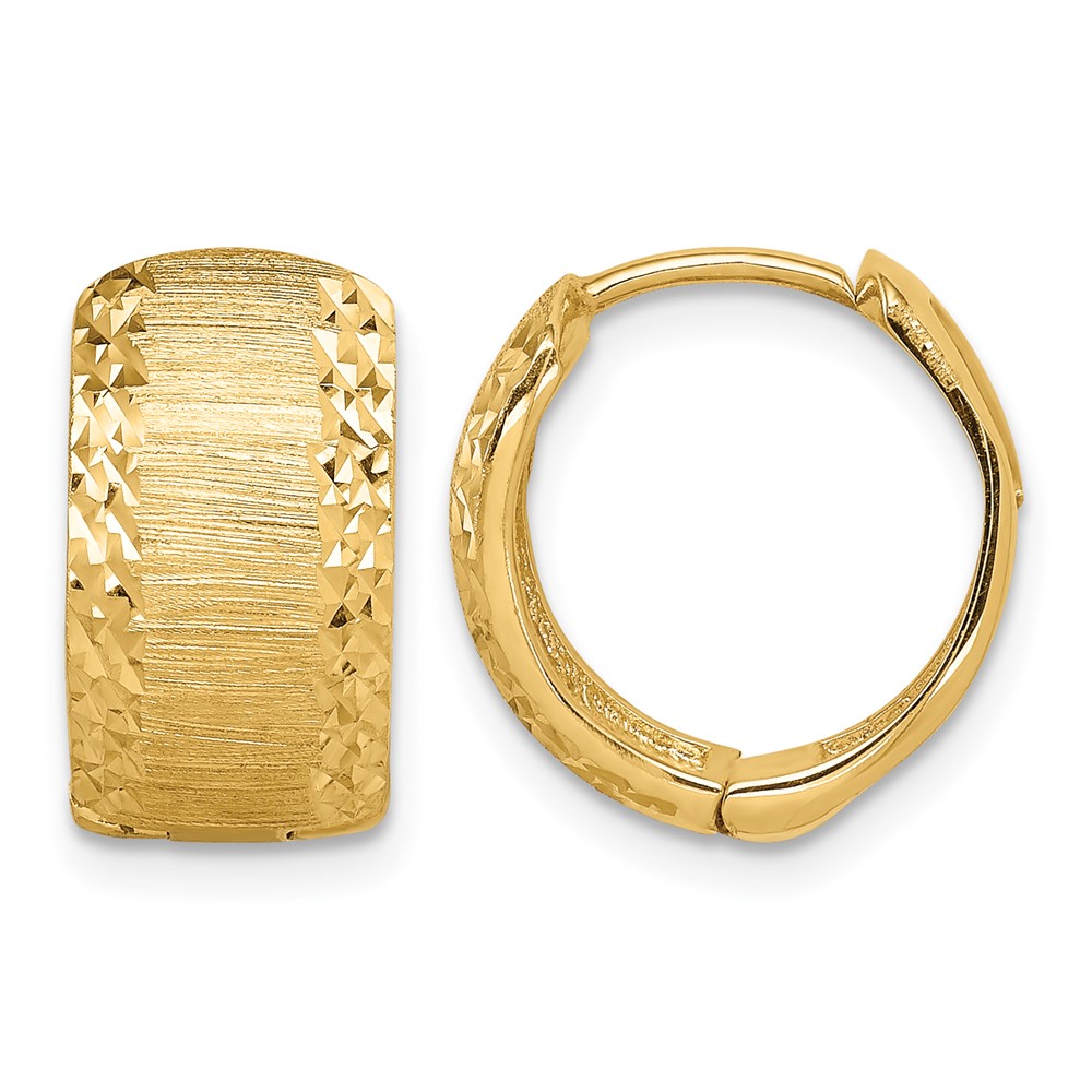 14K D/C and Textured Hoop Earrings (TL1138)