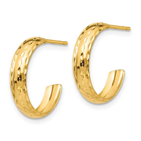 Gold Diamond-cut C-hoop Post Earrings