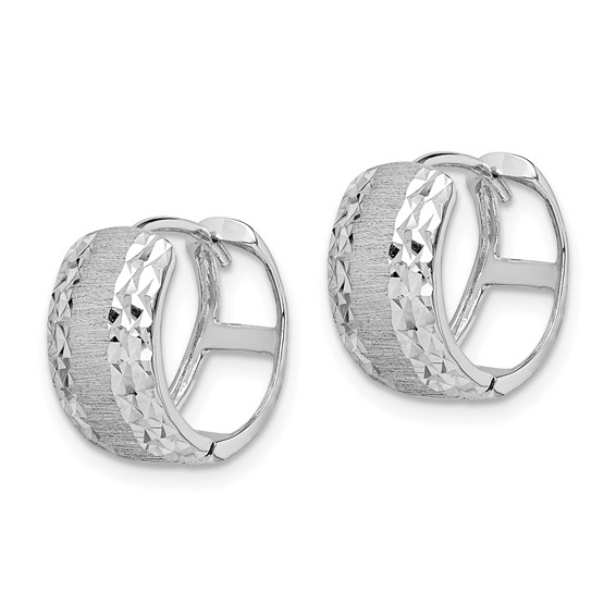 Gold Diamond-cut Textured Hinged Hoop Earrings