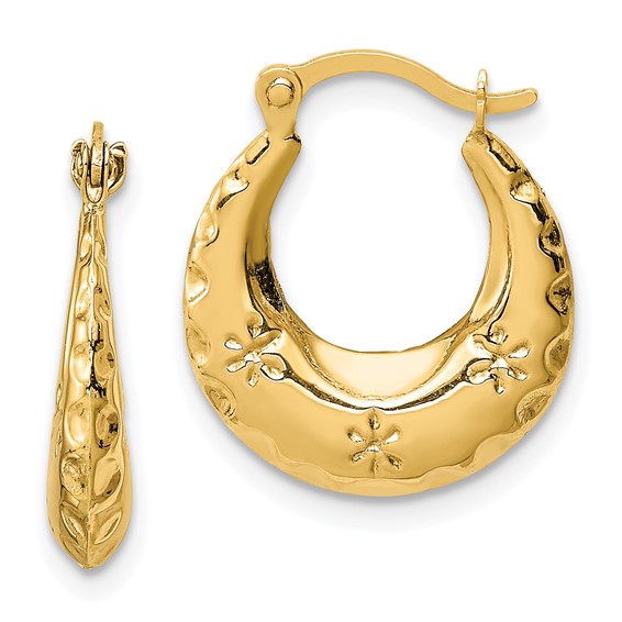 Gold Floral Hoop Earrings