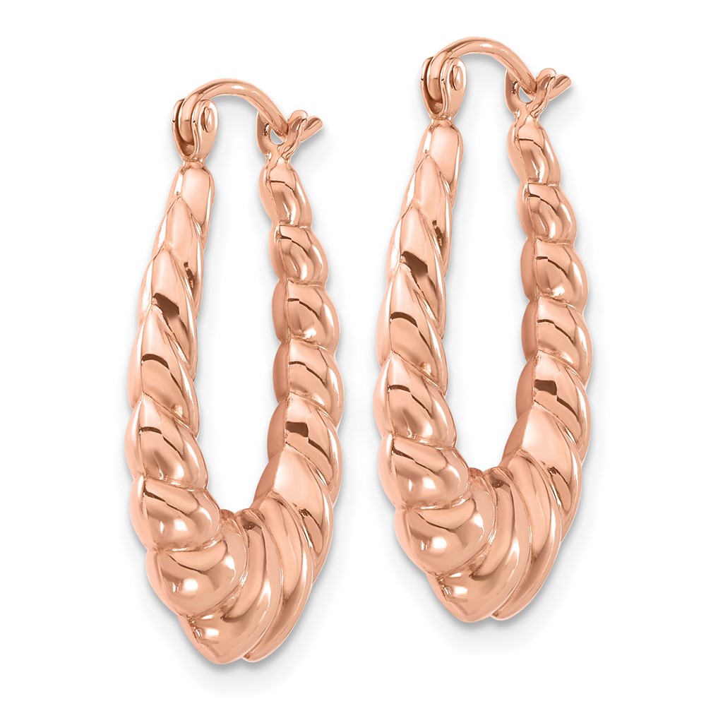 14k Rose Gold Polished Twisted Hollow Hoop Earrings (TL1145R)