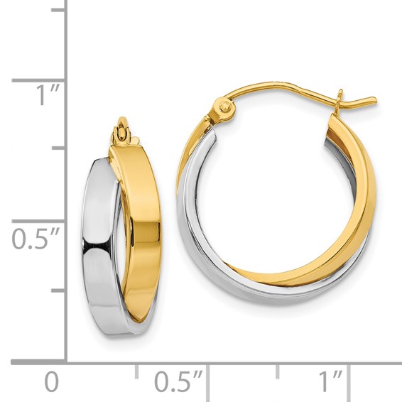 Gold Two-tone Twisted Hoop Earrings