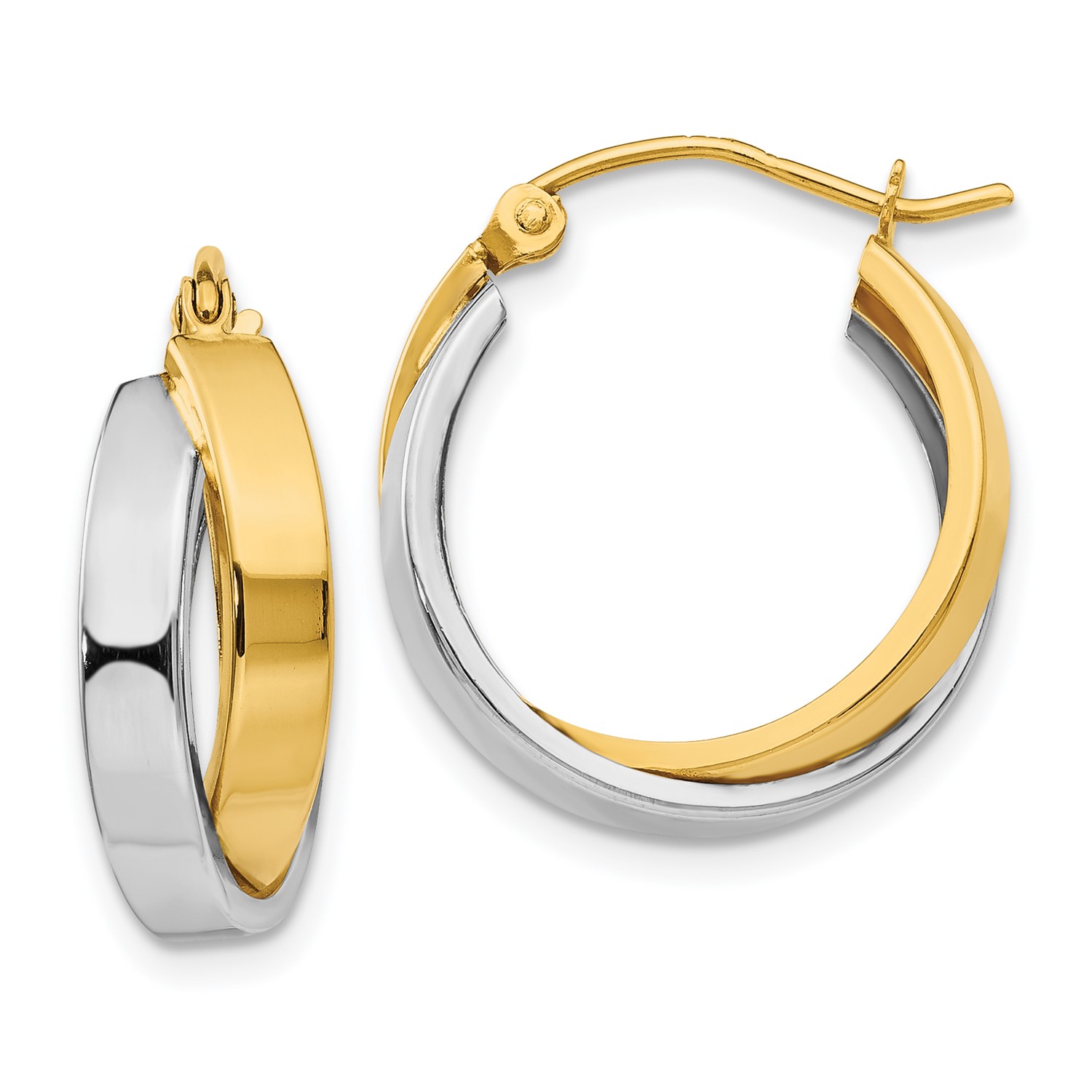 Polished Double Hoop Earrings in 14k Two Tone Gold for sale online | eBay