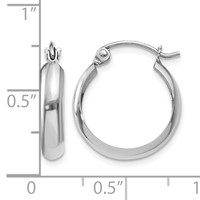 14K White Gold 3.5x 14mm Polished Hoop Earrings view 4