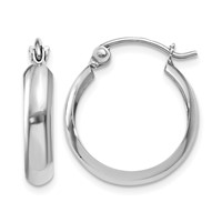 14K White Gold 3.5x 14mm Polished Hoop Earrings view 1