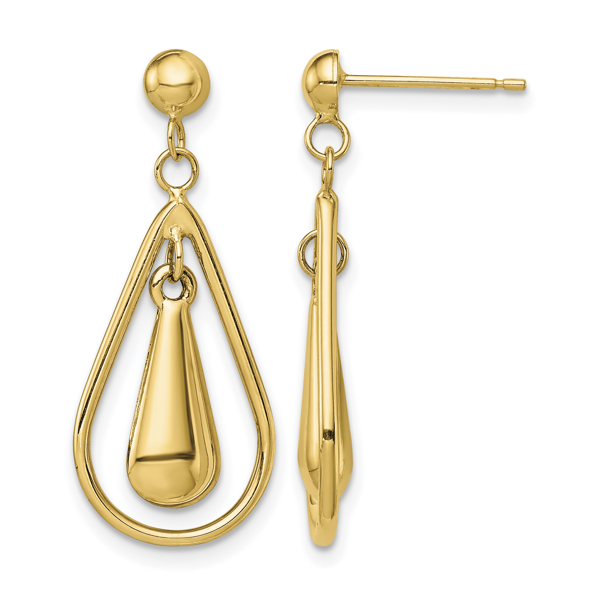 14K Polished Dangle Post Earrings (TL1164)