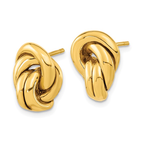 14k 15mm Polished Love Knot Hollow Post Earrings