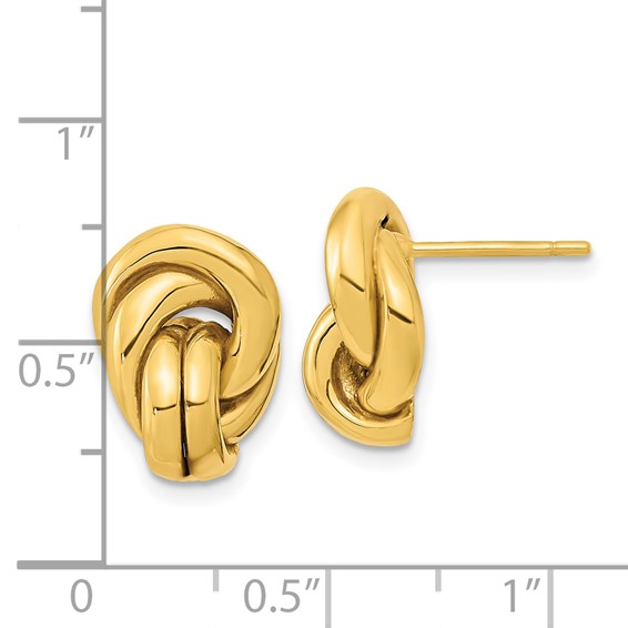 14k 15mm Polished Love Knot Hollow Post Earrings