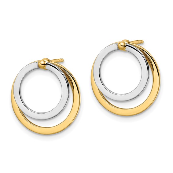14k Two-tone Circle Front and Back Post Earrings