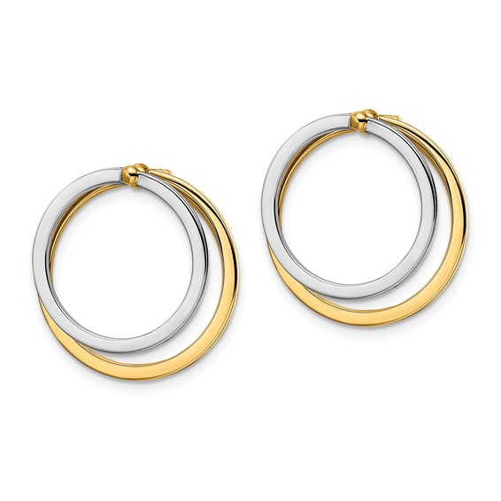 14k Two-tone Circle Front and Back Post Earrings