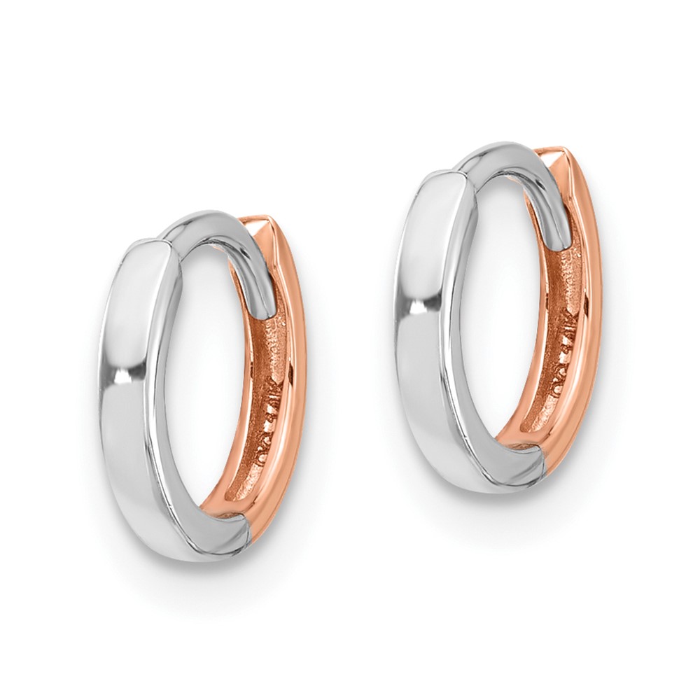 14k Two-tone Rose and White Gold 1.75mm Hinged Hoop Earrings (TL1175)