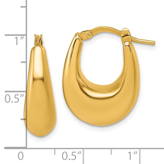 14k Polished 7mm x 16mm Puffed Oval Hoop Earrings