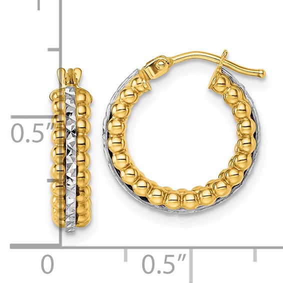 Gold Two-tone Diamond-cut Hoop Earrings