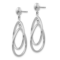 14K White Gold Polished Teardrop Dangle Post Earrings view 2