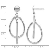 14K White Gold Polished Teardrop Dangle Post Earrings view 4