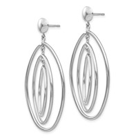 14K White Gold Graduated Ovals Dangle Post Earrings view 2