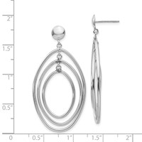 14K White Gold Graduated Ovals Dangle Post Earrings view 4