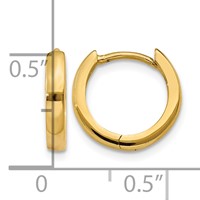 14K 1.8mm Yellow Gold Round Hinged Hoop Earrings view 4
