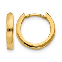 14K 1.8mm Yellow Gold Round Hinged Hoop Earrings view 1