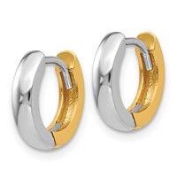 14K Two-tone 2.5mm Round Hinged Hoop Earrings view 2