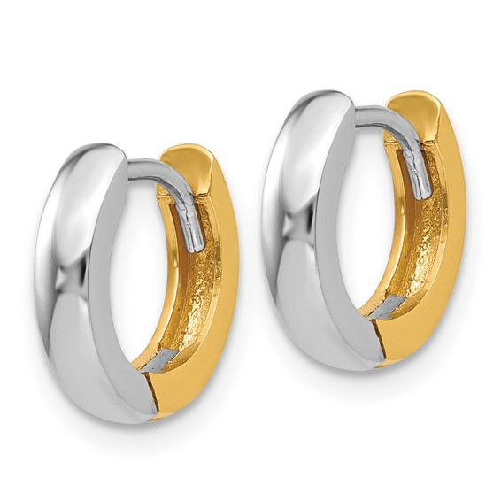 Gold Two-tone Hinged Hoop Earrings