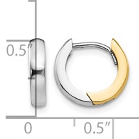 14K Two-tone 2.5mm Round Hinged Hoop Earrings view 4