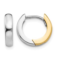 14K Two-tone 2.5mm Round Hinged Hoop Earrings view 1