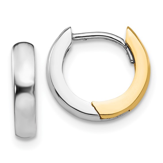 Gold Two-tone Hinged Hoop Earrings