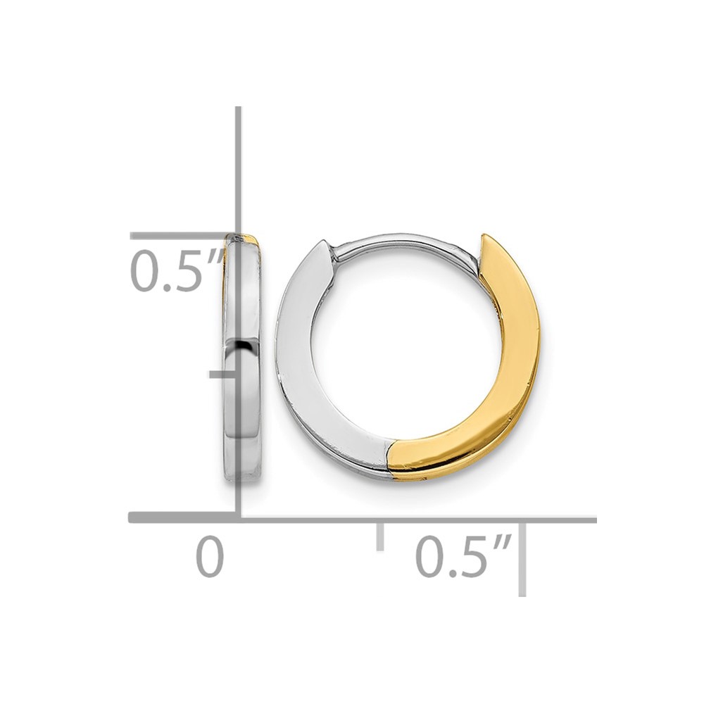 14k Two-tone 2mm Round Hinged Hoop Earrings (TL156)
