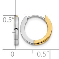 14K Two-tone 2mm Round Hinged Hoop Earrings view 4