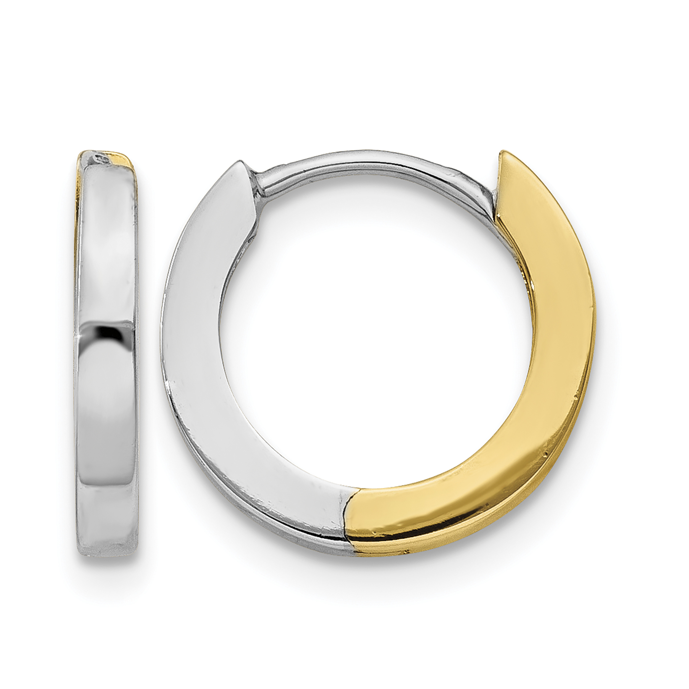 14k Two-tone 2mm Round Hinged Hoop Earrings (TL156)