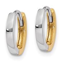 14K Two-tone 1.5mm Round Hinged Hoop Earrings view 2