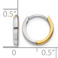 14K Two-tone 1.5mm Round Hinged Hoop Earrings view 4