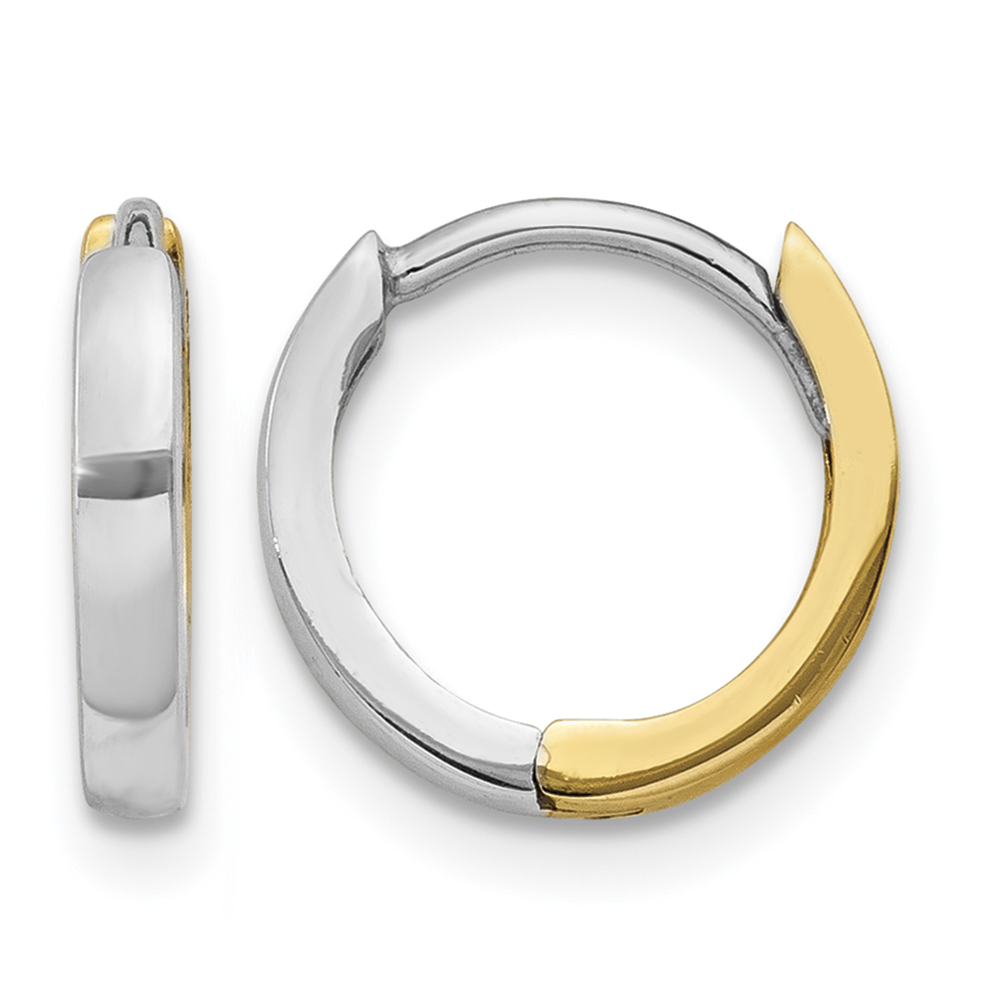 14k Two-tone 1.5mm Round Hinged Hoop Earrings (TL157)