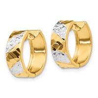 14K 5mm Diamond-cut Rhodium Hoop Earrings view 2
