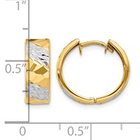 14K 5mm Diamond-cut Rhodium Hoop Earrings view 4