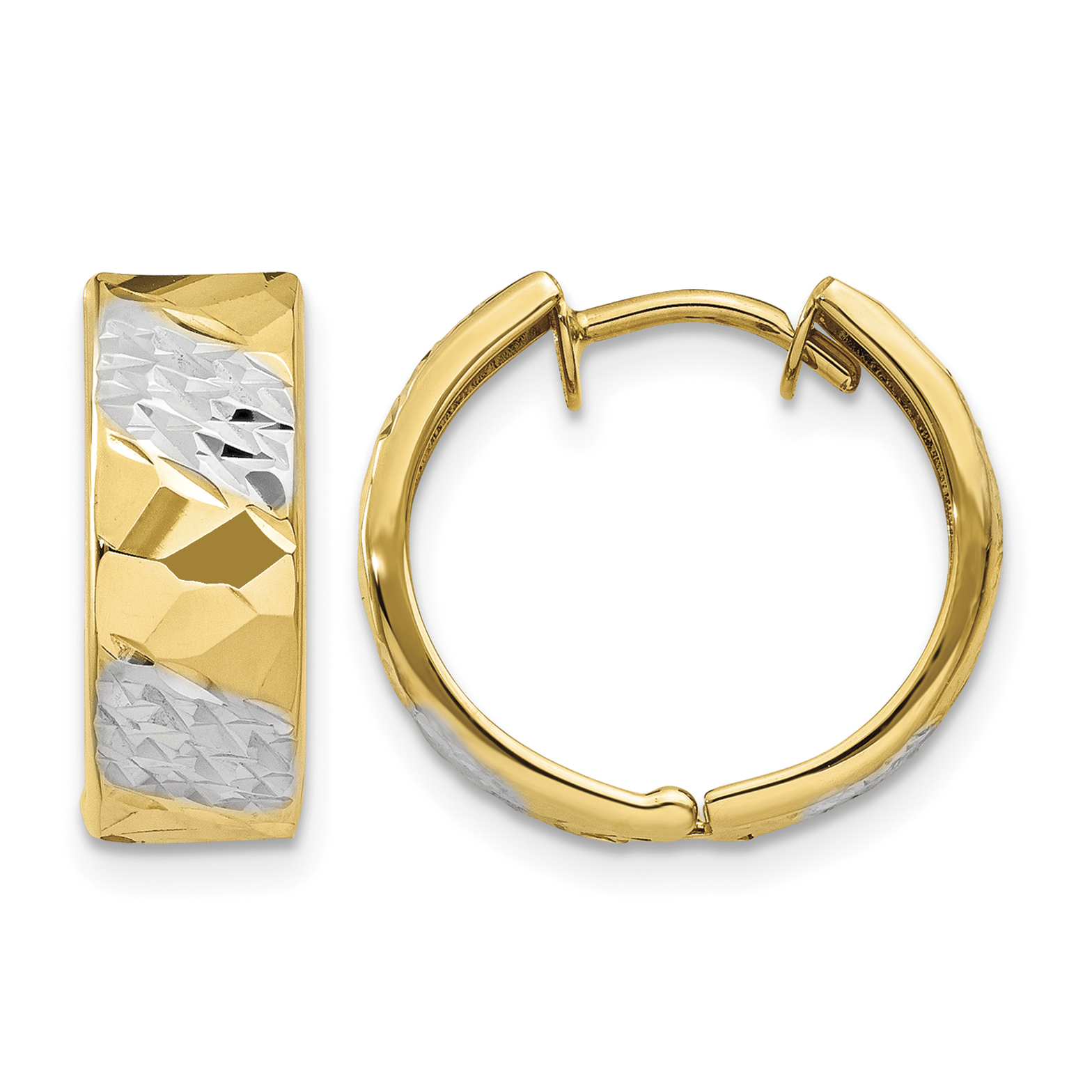 14k 5mm Diamond-cut Rhodium Hoop Earrings (TL181)